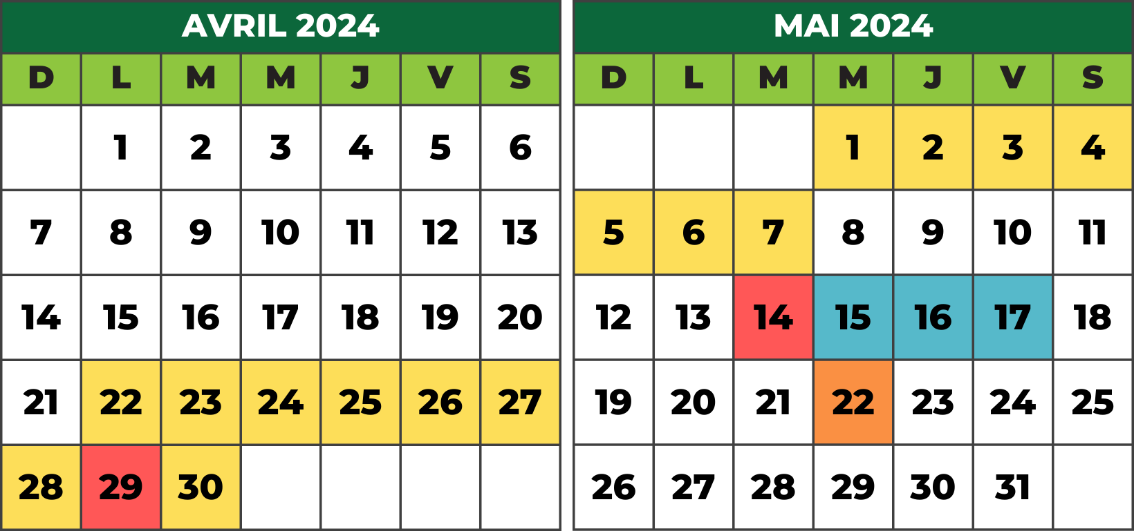 Calendrier Élections 2024